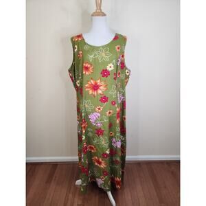 The Avenue Women's Green Sleeveless 100% Rayon Maxi Dress Plus Size 22